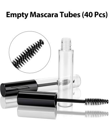 40pc 10ml Empty Mascara Tubes w/ Funnels - DIY Eyelash Wand & Castor Oil Container (Black) - Buy Online on GoSupps.com