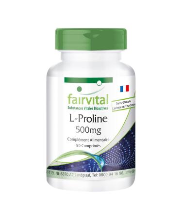 Fairvital | L-proline 500 mg 45 days - VEGAN - High dosed - 90 tablets - animated acid