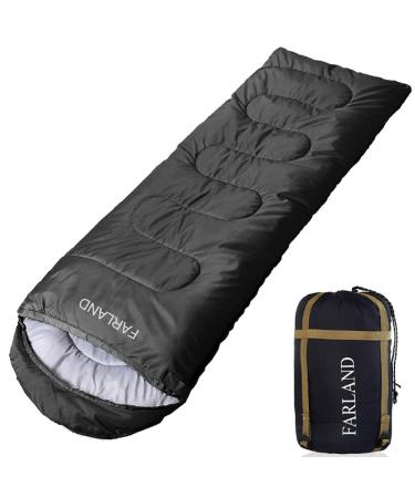 FARLAND Sleeping Bags 20 for Adults Teens Kids with Compression Sack Portable and Lightweight for 3-4 Season Camping, Hiking,Waterproof, Backpacking and Outdoors Dark Grey Rectangle