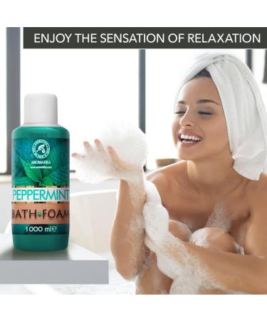 Relaxing Bathing Foam with Essential Peppermint Oil 1000ml | Wellness Aromatherapy & Spa Experience for Good Sleep and Body Care - Buy Online on GoSupps.com