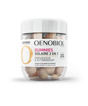 OENOBIOL - GUMMIES Solaire 2 in 1 - Sun Preparer - Self Tanning - 1 Month Program - 60 Gummies - Natural strawberry, lemon flavors - Food supplement - Sugar free - Vegan - Made in France