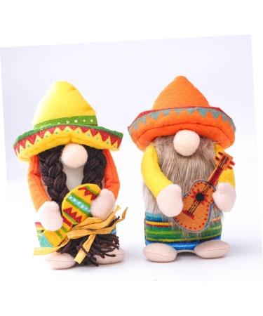 HOMSFOU 4 Pcs 1 Set Hawaiian Doll Summer Beach Party Decoration Nativity Ornaments for Kids Santa Ornament Plush Santa Gnome Cinco De Mayo Party Decorations Cloth Mexico Child Desktop Yellowx2pcs 20x13x9cmx2pcs - Buy Online on GoSupps.com