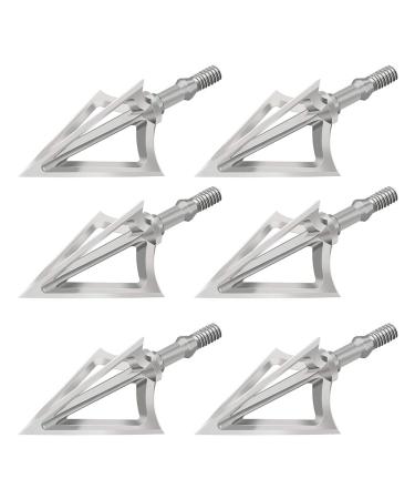 Feyachi Hunting Broad Heads 100 Grain Stainless Steel Fixed Blade Broadhead Arrow Tips Archery Arrowhead for Crossbow and Compound Bow Pack of 6