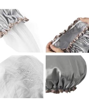 AHENOD Reusable Waterproof Shower Caps for Women - 3 Pack with Double Layers for Hair Protection - EVA Material - 3 Colors - Buy Online on GoSupps.com