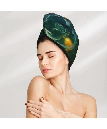 Super Absorbent Jelly Fish Microfiber Hair Towel Wrap for Women | Quick Dry Coral Velvet Cap for Long Curly & Thick Hair - Buy Online on GoSupps.com