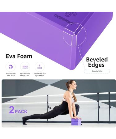 Overmont Yoga Block 2 Pack - Supportive Latex-Free EVA Foam - Non-Slip Surface - for Pilates, Stretching and Meditation - Purple 9*6*3 - Buy Online on GoSupps.com