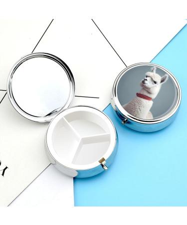 Travel Pill Box with 3 Compartments - Portable Alpaca Printed Pill Organizer for Handbag & Pocket - Buy Online on GoSupps.com