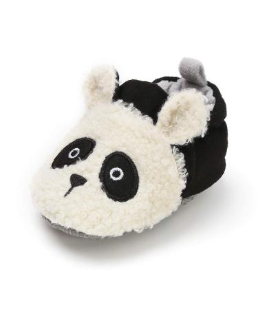 LACOFIA Baby Boys Girls Anti-Slip Soft Sole Winter Warm Booties 12-18 Months White Panda