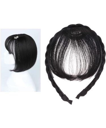 Solustre Braids Womens Hard Headband with Bangs Forehead Natural Hair Fringe Wigs Extensions Bangs Hairband for Women Girls (Black) - Buy Online on GoSupps.com