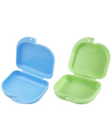 Dental prosthesis box dentistry dinner dentist box storage box dental box case prosthesis bad for dental orthodontic mouthpath 2 pieces (cyan and blue)
