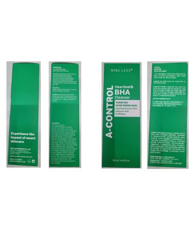 NINELESS A-Control Heartleaf & BHA Cleanser Korean Exfoliating Face Wash with Salicylic Acid for Clear Skin Blackhead Remover Deep Pore Cleansing 4.05oz. - Buy Online on GoSupps.com