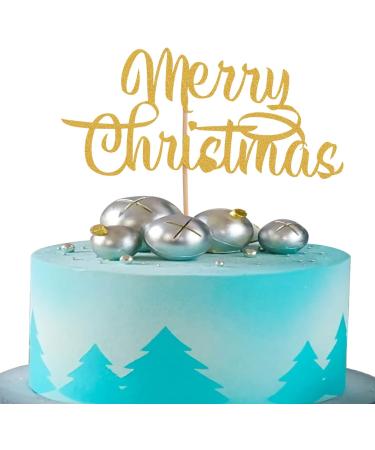 LeeLeeAn Merry Christmas Cake Topper - Gold Glitter Merry Christmas Cake Decoration Happy New Year Cake Topper Christmas Party Decoration Supplies Golden Glitter Winter Holiday Cake Decor (mc1) - Buy Online on GoSupps.com