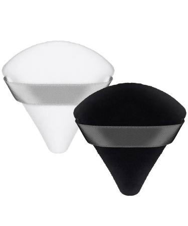 Patelai 2 Pcs Powder Puff Makeup Puff Triangle Powder Puff Soft Powder Sponge Reusable Triangle Sponges with Strap for Loose Powder Cosmetic Foundation Wet Dry Makeup (Black, White) - Buy Online on GoSupps.com