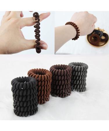 Spiral Hair Ties - 24 Pieces Ponytail Holders for Women, Girls - No Crease Coil Hair Ties for Thick, Thin Hair - Phone Cord Hair Ties - Light Brown, Dark Brown, Dark Grey, Black - Buy Online on GoSupps.com