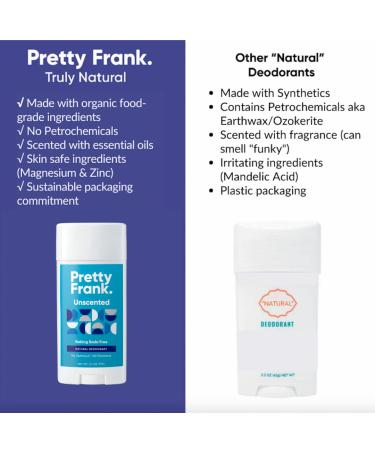 Pretty Frank Baking Soda-Free Charcoal Seaside Natural Deodorant Stick 2.7 Ounce - Aluminum-Free for Women, Men & Teens - Made with Organic Ingredients - Safe & Effective - Buy Online on GoSupps.com