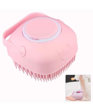 Silicone Massage Exfoliating Bath & Shower Brush with Soap Dispenser-Can Filled with 80Ml Liquid Bath Shower Ball Enhance Blood Circulation&Deep Cleansing for Women, Men, Children (Pink)