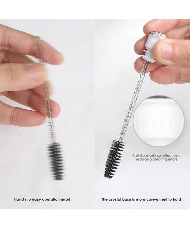 Lash Brush Lash Spoolies Mascara Applicator Stylish Rhinestone Eyelash Mascara Brushes with Tube for Eye Lashes Extension Eyebrow and Makeup Light Pink - Buy Online on GoSupps.com