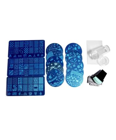 Nail Art Plate Template Image Plate Gelee Silicone Schaber Set Nagel Stamp Platten Set For Manik sen Diy Nail Art Nail Art Stamper Plates Clear jelly silicone for French tip with stencils
