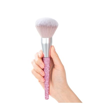 TEXAMO Powder Makeup Brush Large Finishing Mineral Powder Brush for Full Face Vegan Face Brush for Bronzer Contouring Loose Mineral Compact Translucent Powders Pink
