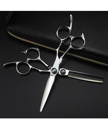 Hair Cutting Scissors 6 Inch Professional Steel Black Gem Scissor Hair Scissors Haircut Thinning Barber Cutting Shears Hairdressing Scissors Set