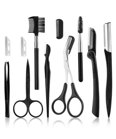 Eyebrow Kit for Women and Men. Eyebrow Grooming Kit Including: Eyebrow Brush, Eyebrow Razor, Eyebrow Comb, Eyebrow Comb Scissor, Folding Eyebrow Knife, Scissors Razor, Eyebrow Trimmer, Tweezers.