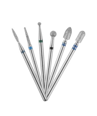 Diamond Nail Head 6pcs Nail Drill Bit Acrylic Nail Drill Multifunction Portable Peeling Grinding Tool