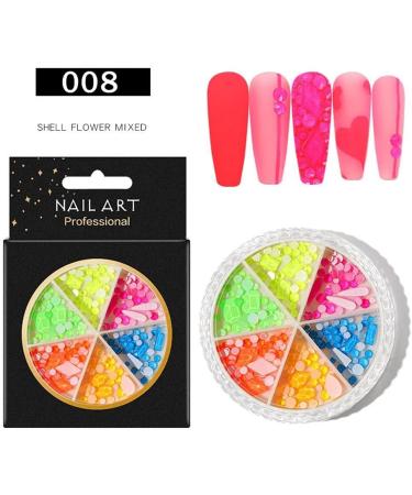8 Wheels Metal Nail Art Decorations Colorful Mixed Metal Nail Art Nail Rhinestones 3D Shell Flower Glitters Flower Shell Beads(001) - Buy Online on GoSupps.com