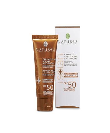 Nature's Sun Antiwrinkle Face Gel Cream SPF 50 with apricot milk and hyaluronic acid