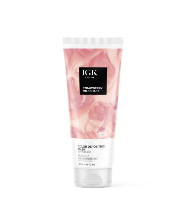 IGK COLOR DEPOSITING MASK | Conditioning + Hydrate + Shine | Vegan + Cruelty Free | Strawberry Milkshake (Soft Rose Gold)