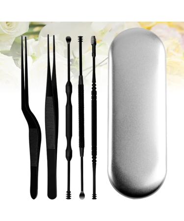 Healeved 6pcs Stainless Steel Wax Removal Kit with Padded Tools - Earwax Removal for Adults - Safe and Efficient Cleaning - Silver/Black - 14.2x1cm - Buy Online on GoSupps.com