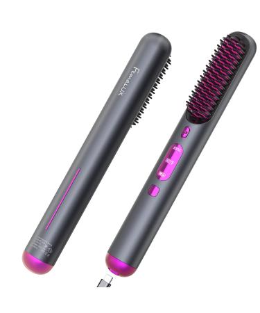 Cordless Hair Straightener Brush Portable Hair Straightener for Women Lightweight for Travel Easy use 80mins Long Battery 10s Fast Heating USB Rechargeable Plasma Ionic Tech LED Display