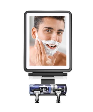 Shower Mirror, 6.2" W x 8" H, Fogless for Shaving with Squeegee to Keep Clean or Remove Foggy Mess, Two Mounting Solution, Dimmable Lighting (3 Color Setting) Shower Mirror Fogless for Shaving Black