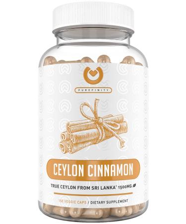 Purefinity Ceylon Cinnamon Capsules - 1500mg Pure Cinnamon from Sri Lanka to Promote Joint Health, & Powerful Antioxidants. 150 Vegan, Non-GMO Capsules (75 Day Supply)