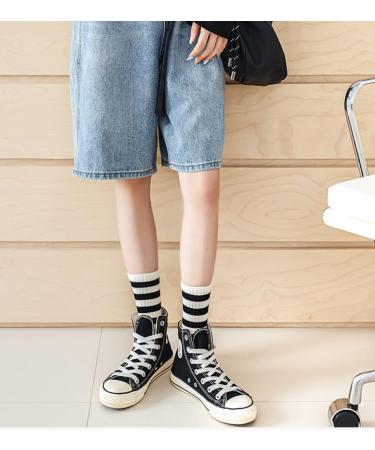 Buy Akamas Women s Cotton Ankle Socks - Black & White Striped Breathable Sports & Fashionable Leisure Socks (4 Pairs) - Size 35-41 - Buy Online on GoSupps.com