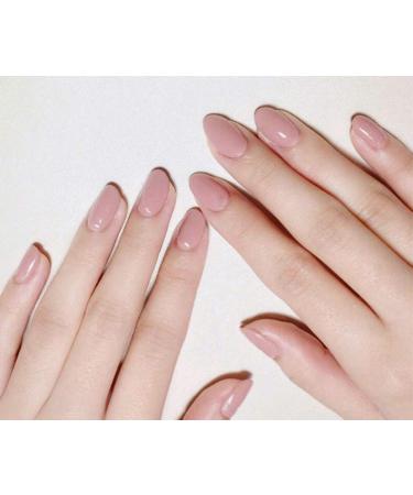 Brishow oval artificial nails short artificial nails skin colors pink ballerina for pressing full cover for sticking on nails 24 pieces for women and girls