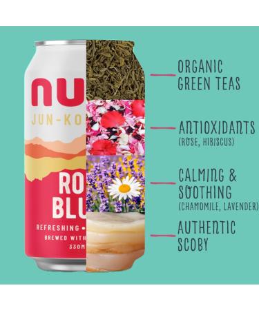 Nunc Jun-Kombucha Rose Blush 12x330ml - Premium Floral Kombucha Drink for Gut Health - Natural Energy, Gluten Free - Buy Online on GoSupps.com