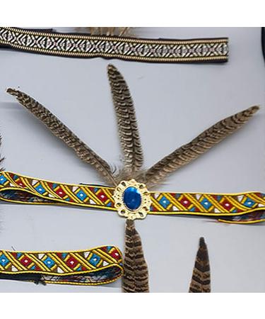 Indian Headband Headdress Feather Headband Native American Feather Headband Hair Band Headwear Headpiece Fashion Elegant Flapper Headband Hair Decoration for Women Blue Diamond Style - Buy Online on GoSupps.com