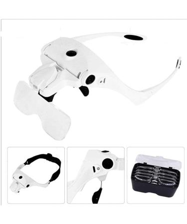 Headband Magnifier Head MountLighted Magnifying Glasses USB Rechargeable Magnifying Glass with Led Lights Headband Magnifier Glasses Maintenance Magnifier for Reading for Reading Jewellery Loupe