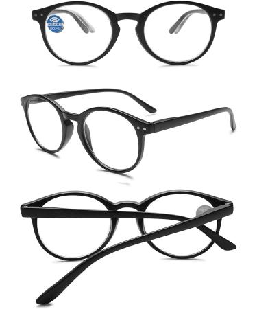 Koosufa Anti Blue Light Reading Glasses for Men & Women - Fashionable Round Design Anti-Fatigue Visual Aid (1.0 to 4.0 Light Black) - Buy Online on GoSupps.com