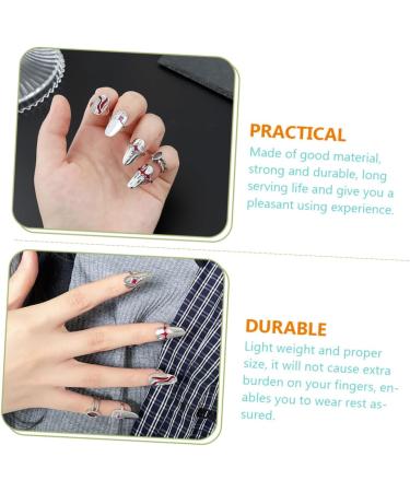 Healeved 4 Sets Nail Ring Women Finger Decor Womans Rings Jewelry Nail Tip Ring Nail Jewels Ring for Ring Jewelry Rings for Jewelry for Nail Jewelry White Zinc Alloy - Buy Online on GoSupps.com