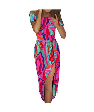Briskorry V-neck flowers case of kneeling business dresses women summer elegant bustier festival dresses sexy ruffled hems moored sleeves tightness party dress vintage dress xl hot pink #1 1