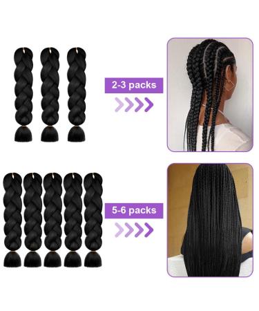Aomig 24 Braids Extensions - Black Kanekalon Synthetic Hair for Box Braiding - 1PC Afro Crochet Hair for Party Looks - Buy Online on GoSupps.com