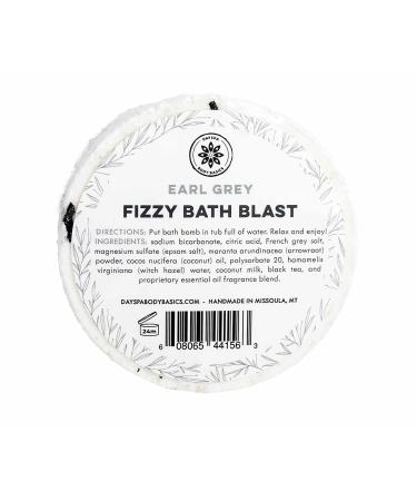 Earl Grey All-Natural Fizzy Bath Blast - Vegan Bath Bomb Made with Pure Essential Oils to Help You Relax  Hypoallergenic  Plant-Derived  Handmade in USA by DAYSPA Body Basics