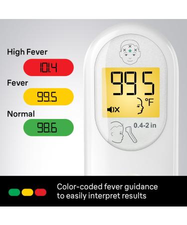 Buy Braun No Touch 3-in-1 Thermometer | Accurate Forehead Liquid & Food Temp Measurement | Color Coded Fever Guidance for All Ages - Buy Online on GoSupps.com