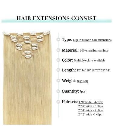 Buy Doores Real Hair Clip-in Extensions - Bleach Blonde 50cm (20 Inch) - 120g 7 Pieces Remy Thick Hair for Seamless Volume - Buy Online on GoSupps.com