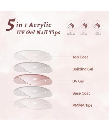 White French Tip Press on Nails - 150 PCS Gel Nail Tips | Short Square Acrylic False Nails with Glue - Extra Short Pink & Nude Glossy Finish - Buy Online on GoSupps.com