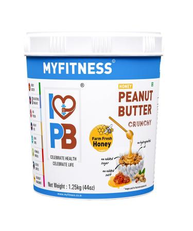 MYFITNESS Peanut Butter Honey Chruchy Non-GMO Gluten-Free No Preservative All Natural Ingredient High Protein Made with American Recipe, 1.25 kg