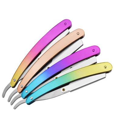 Colorful Manual Straight Razors | Stainless Steel Single Edge Blades for Beard Face & Body Grooming - Foldable Eyebrow Trimmers & Moustache Removal - Buy Online on GoSupps.com