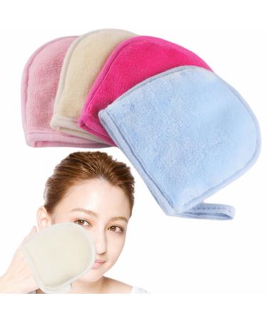 4 Pieces Facial Cleansing Cloth Reusable Makeup Remover Pads Microfibre Face Cloth New Microfibre Gloves for Face and Eyes