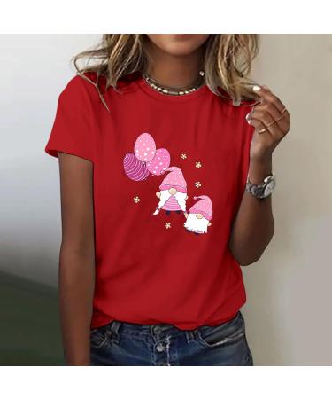 Valentine's Day Casual Loose Fit Short Sleeve T Shirt Printed Round Neck T Shirts Casual for Men and Women Red Medium - Buy Online on GoSupps.com